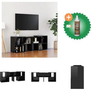 vidaXL Tv-meubel 104x30x52 cm spaanplaat hoogglans zwart - Kast - Inclusief Houtreiniger en verfrisser