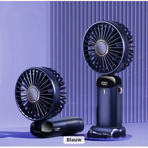 Handventilator - Paars Draagbare Ventilator Oplaadbaar - Tafelventilator Draadloos - Fan+Telefoonhouder - 5 Standen -Bekend van Tiktok