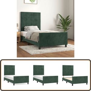 vidaXL Bedframe - 90x190 cm - Fluweel Donkergroen Bed Frame - Donkere Kleuren - Tweepersoonlig Bed - Comfortabele Bedden - Luxe Bed