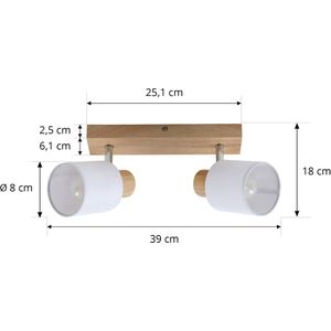 Lindby - buitenspot - 2lichts - Hout, stof - H: 18 cm - E14 - licht hout, wit