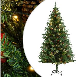 vidaXL-Kerstboom-met-LED-en-dennenappels-195-cm-PVC-en-PE-groen