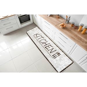Flycarpets Kitchen Wasbaar Keukenloper / Keukenmat - Bruin / Beige - Keuken Tapijt - 60x180 cm