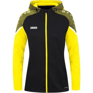 JAKO Jas Met Capuchon Performance Dames Zwart-Zachtgeel Maat 34