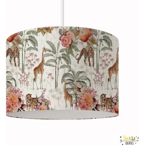 Hanglamp safari roses - lampen - 30x30x24 cm - kinder & babykamer - kunststof - wit - excl. lichtbron