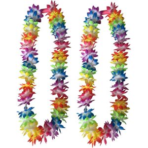 Toppers - Hawaii krans/slinger - 4x - regenboog/zomerse kleuren - incl. led verlichting