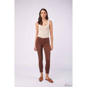 Broek normale taille push-up skinny bruin