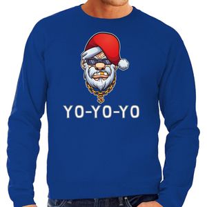 Gangster / rapper Santa foute Kerstsweater / Kerst trui blauw voor heren - Kerstkleding / Christmas outfit XXL
