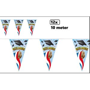 12x Vlaggenlijn Geslaagd 10 meter - Diploma examen geslaagde afstudeer vlaglijn hoera