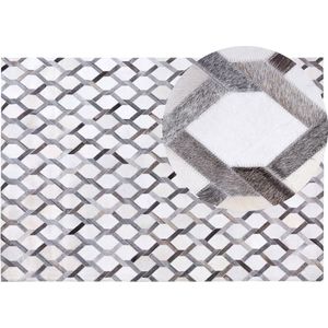 AYDIN - Laagpolig vloerkleed - Grijs - 160 x 230 cm - Koeienhuid leer