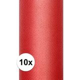 10x Rode tule stof 15 cm breed