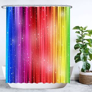 Ulticool Douchegordijn - Regenboog - 180 x 200 cm - met 12 ringen wit - semi Transparant - anti Schimmel - Multi colour