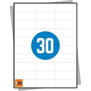 DULA Etiketten - Stickervellen A4 - 30 stickers per vel - 70 x 29,7 mm - 100 vel