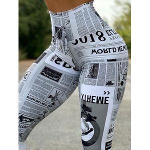 vrouwen broek-Nieuwe trend vrouwen krantenprint butt lifting broek femme anime hoge taille skinny broek sportieve dame