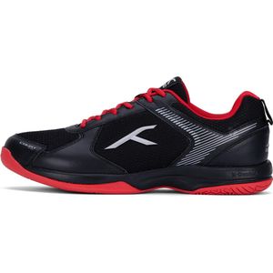 HUNDRED Court Star Non-Marking professionele badmintonschoenen voor heren (zwart/rood, EU 44/UK 10/US 11) | X-kussenbescherming | Geschikt voor indoortennis/squash/tafeltennis/basketbal en padel