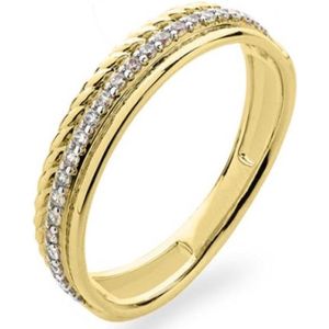Schitterende 14 Karaat Gouden Ring Luxe Design met Zirkonia's 16.50 mm. (maat 52) |Damesring|Aanzoek