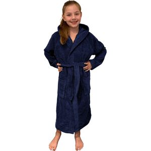 HOMELEVEL Badstof badjas voor kinderen 100% katoen voor meisjes en jongens Donkerblauw Maat 164