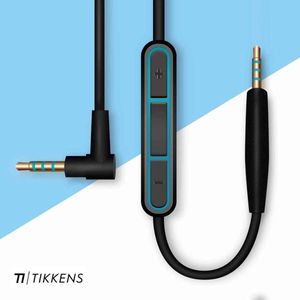 TIKKENS® Audio Kabel - 2.5mm Jack naar 3.5mm Jack - Zwart - 1.35m - Aux - Microfoon - Geschikt voor Bose Quietcomfort 25/35, Apple - On-ear Koptelefoon - Verleng Snoer