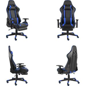 vidaXL Gamestoel draaibaar met voetensteun PVC blauw - Gamingstoel - Gamingstoelen - Racingstoel - Racingstoelen
