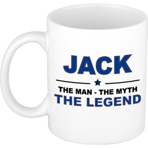 Naam cadeau Jack - The man, The myth the legend koffie mok / beker 300 ml - naam/namen mokken - Cadeau voor o.a verjaardag/ vaderdag/ pensioen/ geslaagd/ bedankt