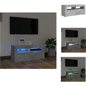 vidaXL TV-meubel RGB LED - Betongrijs - 90x35x40 cm - USB-aansluiting - Kast