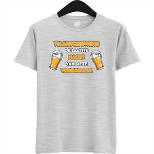 DudeWaarschuwing! De Laatste Nacht | Vrijgezellenfeest Cadeau Man - Groom To Be Bachelor Party - Grappig Bruiloft En Bruidegom Bier Bier Shirt - T-Shirt - Unisex - Ash Grey - Maat M