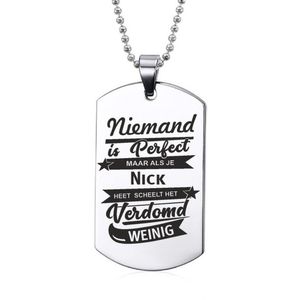Niemand Is Perfect - Nick - RVS Ketting