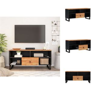 vidaXL Tv-meubel Acaciawood - 100x33x46 cm - Opbergruimte - Stabiele poten - Uitstalfunctie - Kast