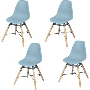 JUDY WILD SET x 4 BLAUWE KINDERSTOEL IN PP METALEN STRUCTUUR 30,5X36X56CM