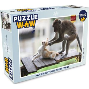 Puzzel Kat - Aap - Hout - Legpuzzel - Puzzel 1000 stukjes volwassenen