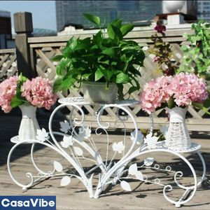 Plantenrek – Plantentafel – Plantenstandaard / Plantenhouder – Voor Binnen en Buiten – Ijzer - Wit