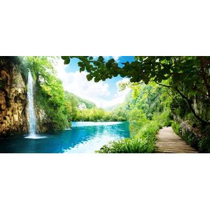 100% Nederlandse Productie! │ Flitzz Diamond Painting │ Waterval 2│ Formaat 90 x 40 cm │ Diamond Painting Pakket Volwassen │ Volledige bedekking │ Vierkant │ Full │ 76 kleuren