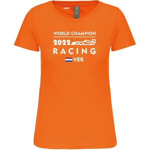 Dames T-shirt World Champion 2022 | Max Verstappen / Red Bull Racing / Formule 1 Fan | Wereldkampioen | Oranje dames | maat L