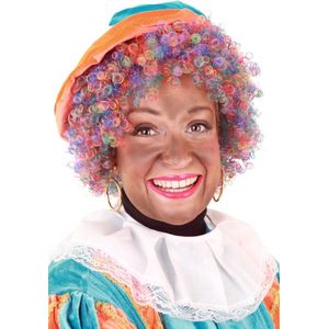 Pieten Pruik Regenboog Krullen - met Gratis 2x Haarnetje - Gekleurde Krulletjes - Pietenpruik Piet - Sint Sinterklaas Pride Haren Afro Haar Festival