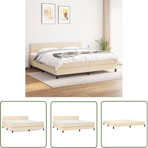 vidaXL Boxspring 200x200 cm - Crème Stof Boxspringbed - Boxspring - Bed Frame - Tweepersoonsbed - Creme Kleur