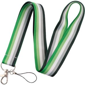 Keycords - stevig keycord groen gestreept - lanyard - sleutelhanger - sleutelkoord