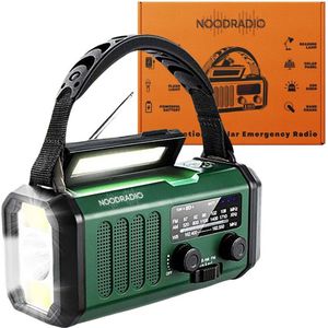 NoodRadio® Multifunctionele Noodradio - Solar Opwindbaar 10.000mAh - MODEL 2025 - 5 JAAR GARANTIE - Solar powerbank Zonneenergie - Survival Noodpakket - Zaklamp Oplaadbaar - Noodpakket – Noodrantsoen - Army Green - NL HANDLEIDING