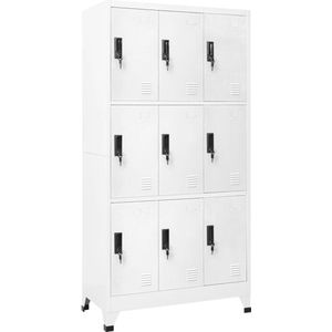 vidaXL Lockerkast staal wit 90x45x180 cm Lockerkast - Opslagruimte - Metalen Kast - Staalkast - Lockers
