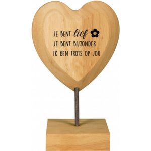 Valentijn - Wooden Heart - Je bent lief - Lint: Speciaal voor jou - Cadeauverpakking