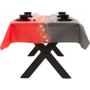 Tafellaken - Tafelkleed - Christmas - Afmeting 140x240cm Kleuren Zwart - Rood - Afneembaar - Afwasbaar