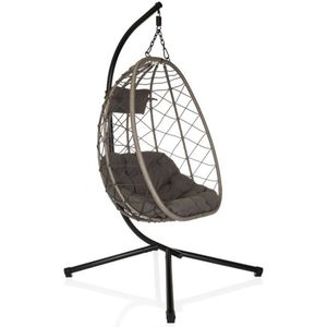 COCOVA - Outdoor Stoel - Zwart/Grijs - IJzer en PE-Rotan - UV-Bestendig