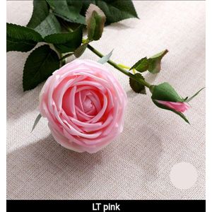 Real Touch Roses Dubble Headed - Pink - Roze - Kunstbloemen - Kunst Rozen - Kunst Boeket - Roos 2 Knoppen- 75 CM - Zijden Bloemen - Latex Bloem - Bruiloft - Wedding