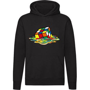 Gesmolten Kubus Puzzel Hoodie - spel - game - retro - wiskunde - leren - verf - schilder - nerd - grappig - unisex - trui - sweater - capuchon