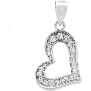 Juwelier Zwartevalk zilveren (gerhodineerd) hart hanger - 24.107