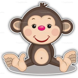 geboortebord bruin aapje 60 cm
