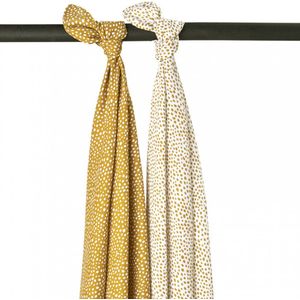 Meyco Baby Cheetah swaddle - 2-pack - hydrofiel - honey gold - 120x120cm