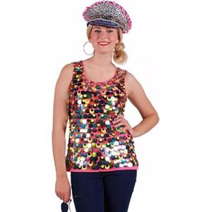 Disco - hippie topje met grote pailletten maat XS