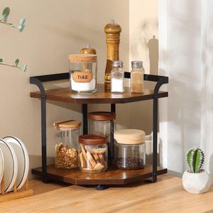 Kruidenrek 2 niveaus keukenhoekplank - opbergplank voor aanrecht - multifunctionele plank keuken eetkamer - 30 x 30 x 32 cm aanrecht organizer