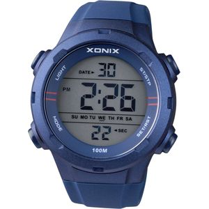 Xonix VZ-A04A - Horloge - Analoog - Heren - Mannen - Rond - Siliconen band - ABS - Cijfers - Achtergrondverlichting - Alarm - Start-Stop - Chronograaf - Tweede tijdzone - 12/24 - Waterdicht - DonkerBlauw - 10ATM