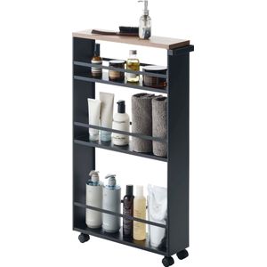 Yamazaki - Tower Wood Keukentrolley - Zwart - Staal