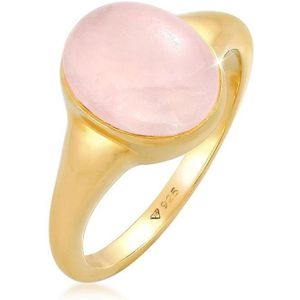 Elli Dames Ring Dames zegelring Ovaal Trend Chunky met Roze Kwarts in 925 Sterling Zilver